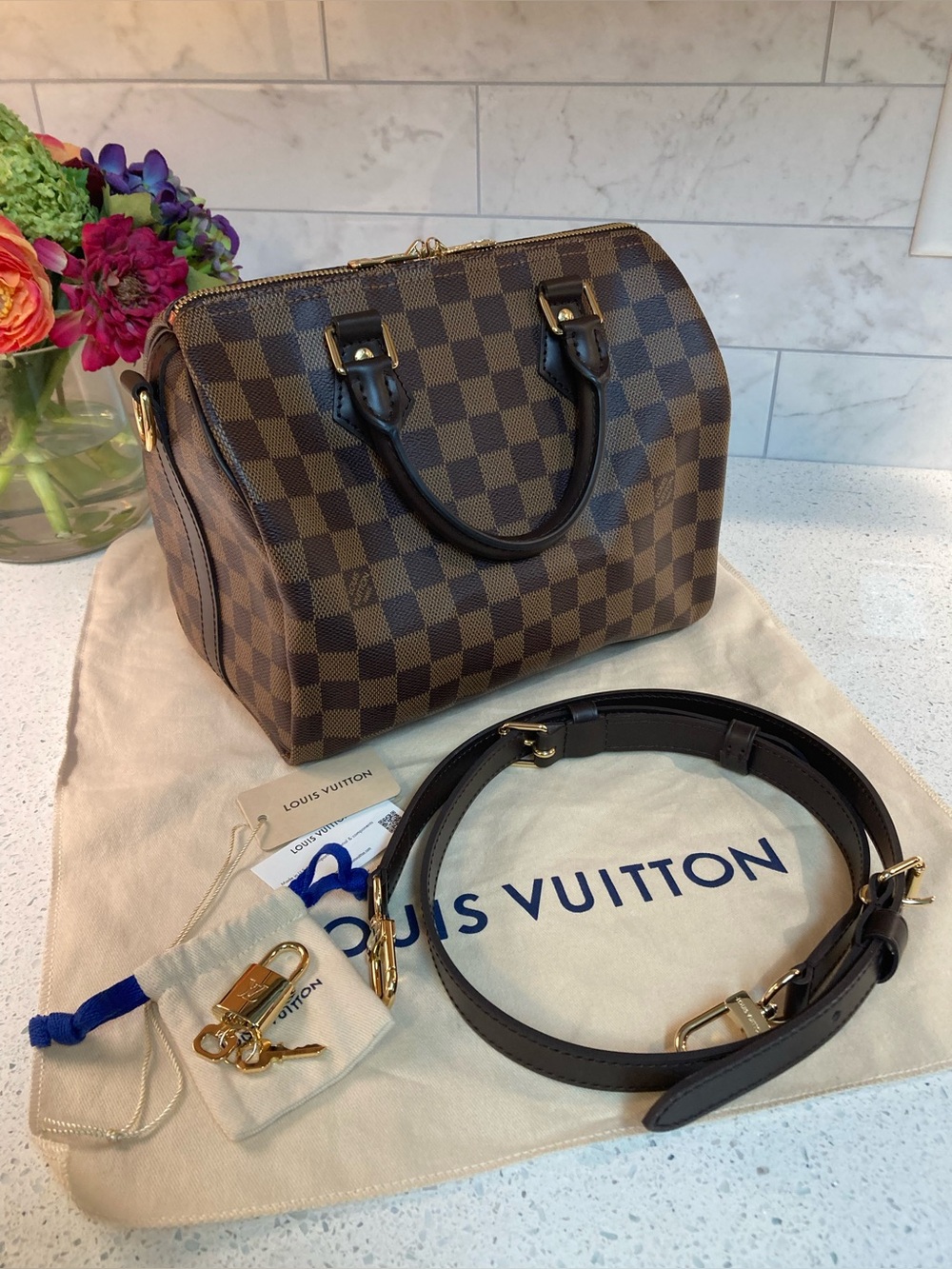 Louis Vuitton Speedy Bandouliere 25 Damier Ebene Brown